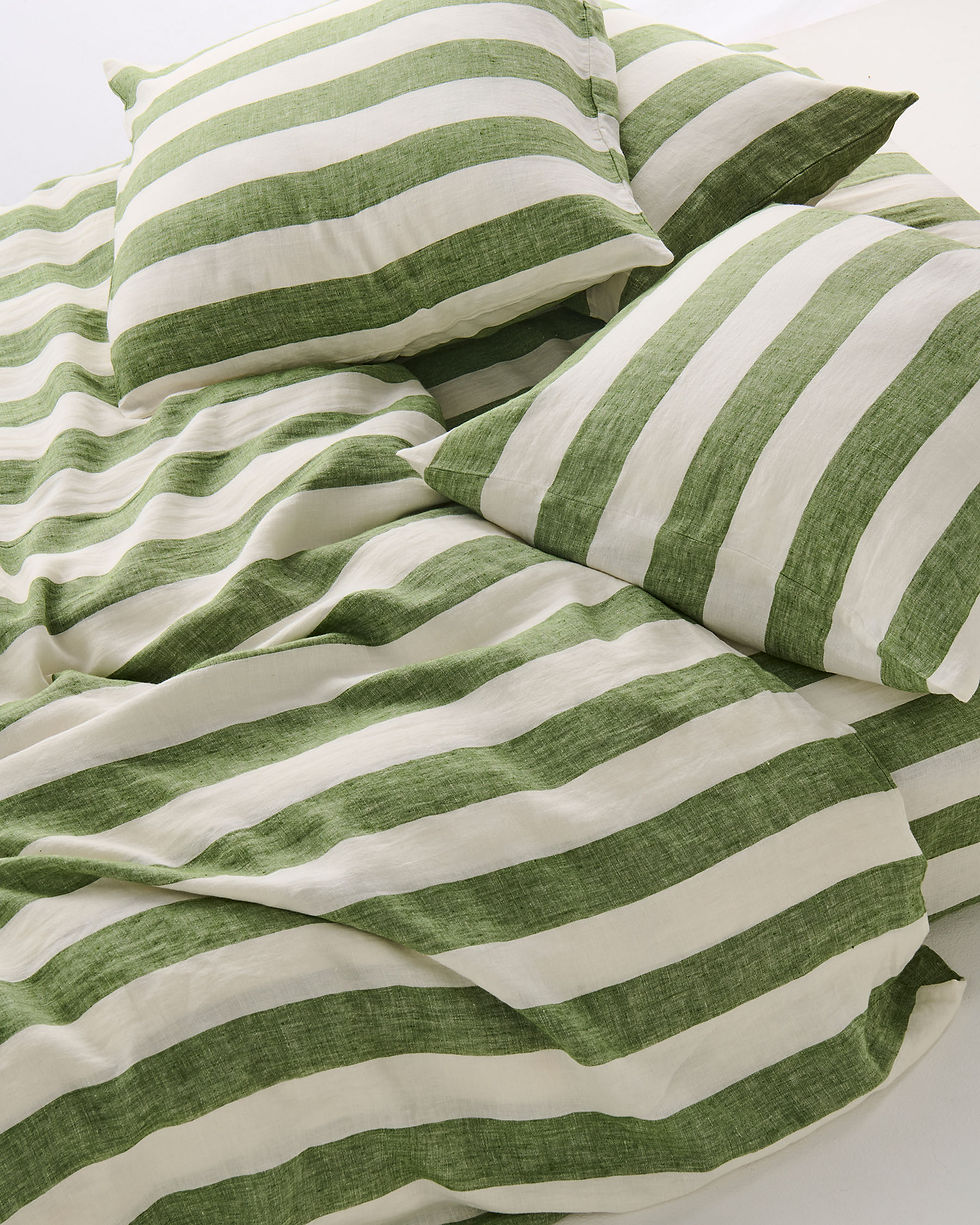Thumbnail: Kip & Co Euro Linen Pillowcase Set - Moss Stripe