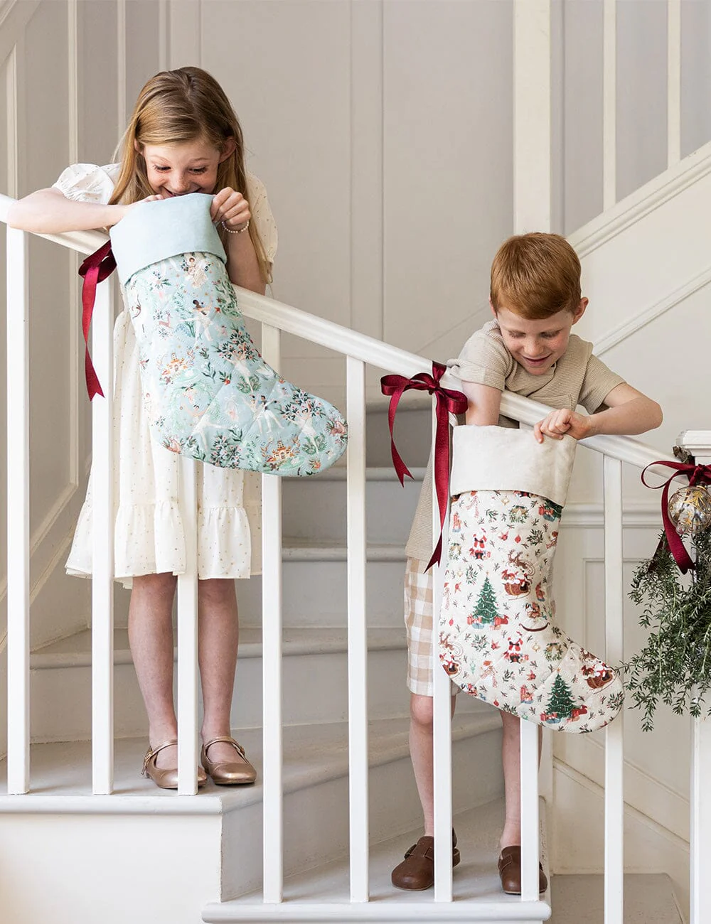 Bespoke Letterpress Heirloom Christmas Stocking Jolly Santa