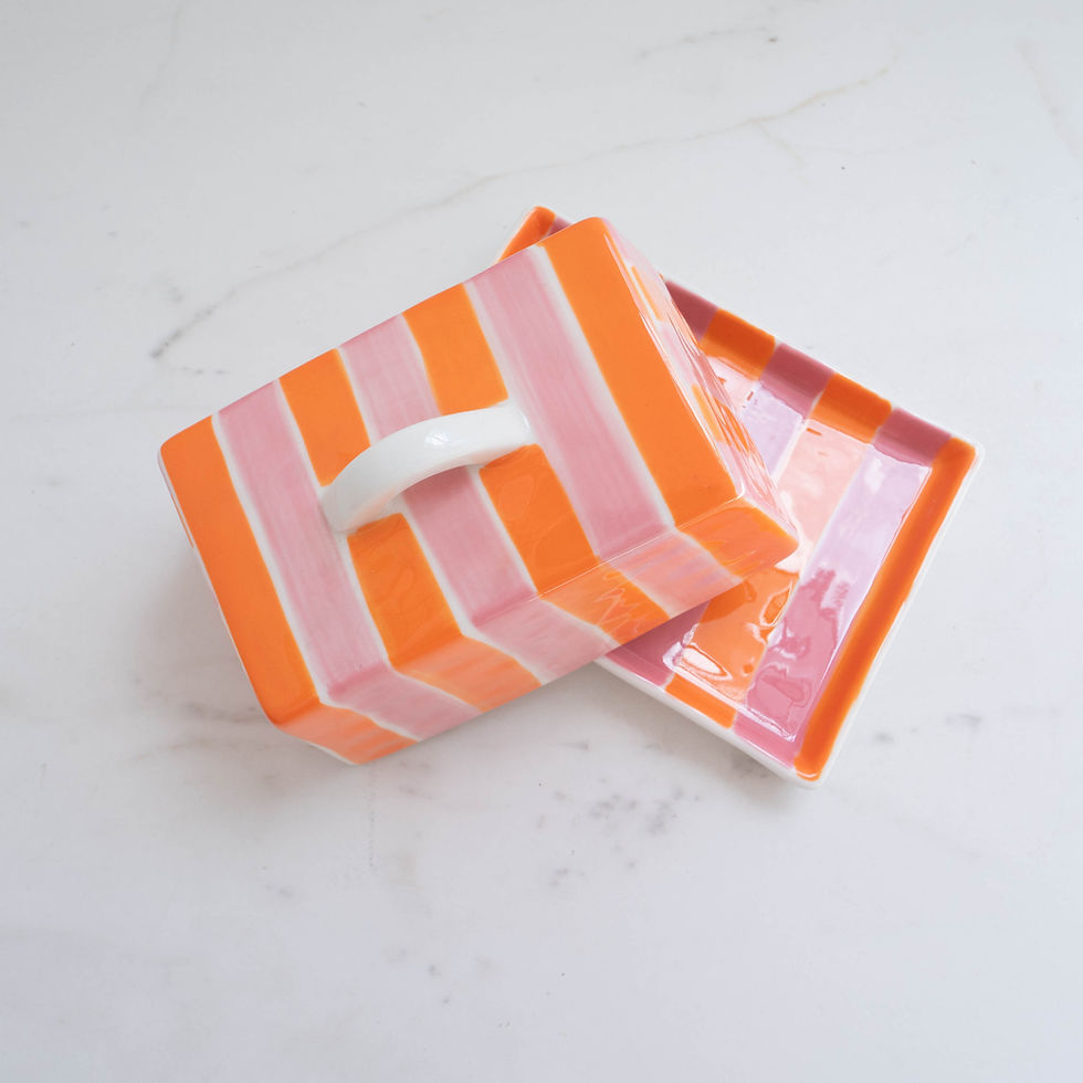 Thumbnail: Noss & Co Butter Dish - Pink & Orange Stripe