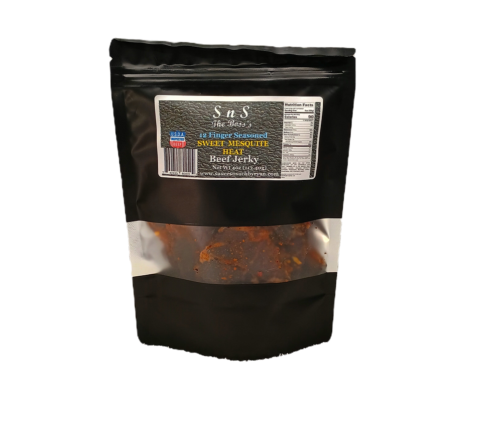 Thumbnail: The Boss's 12 Finger Mesquite,  Heat blend Wagyu beef Jerky.  10 pack bundle