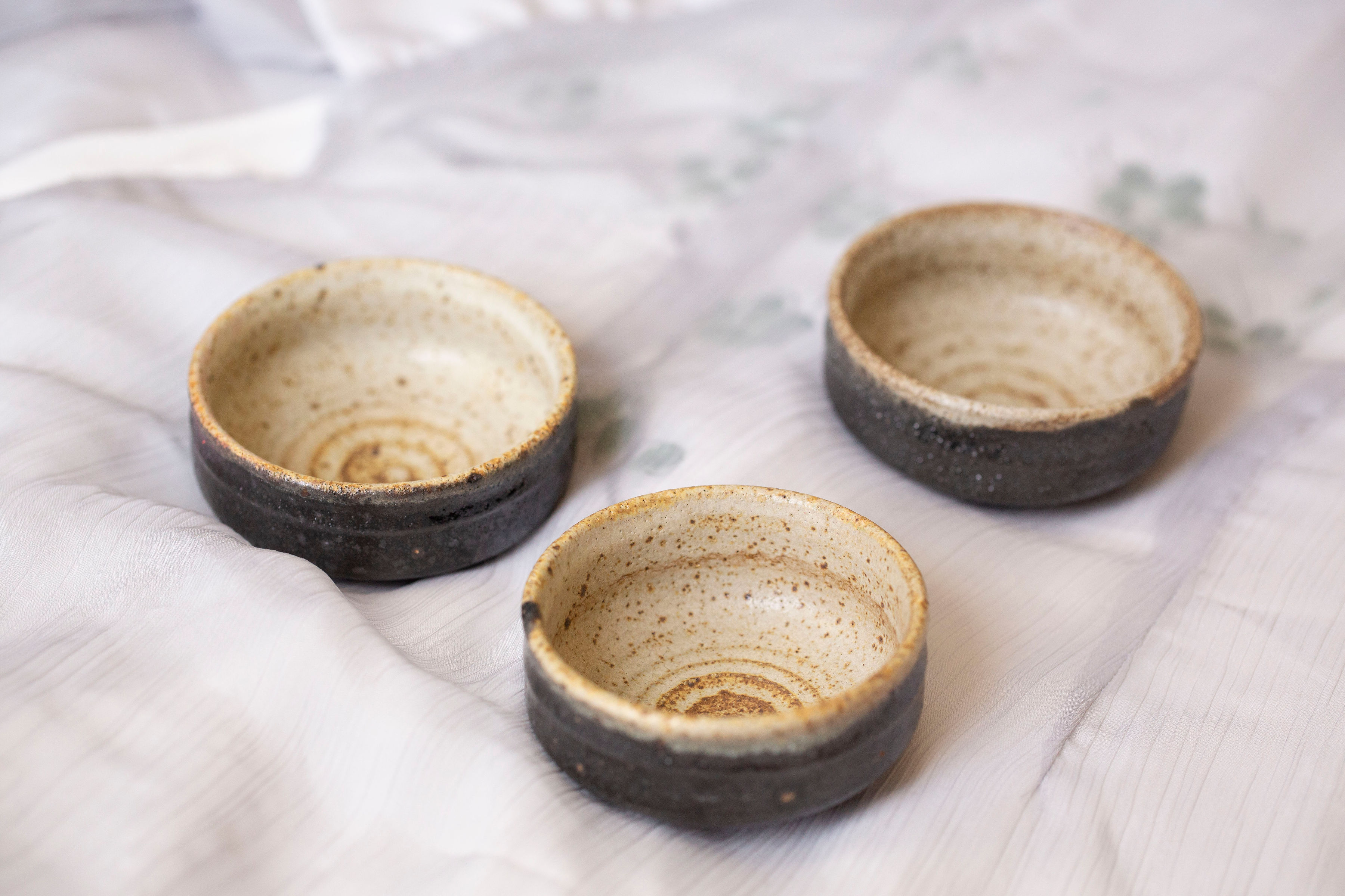 3 Black Sand Tea Cups