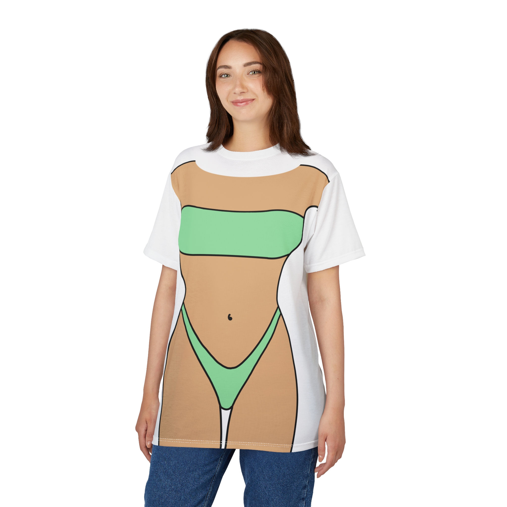 Bikini Cover-Up T-Shirt – Funny Tee Summer Parties & Bachelorettes (Green)
