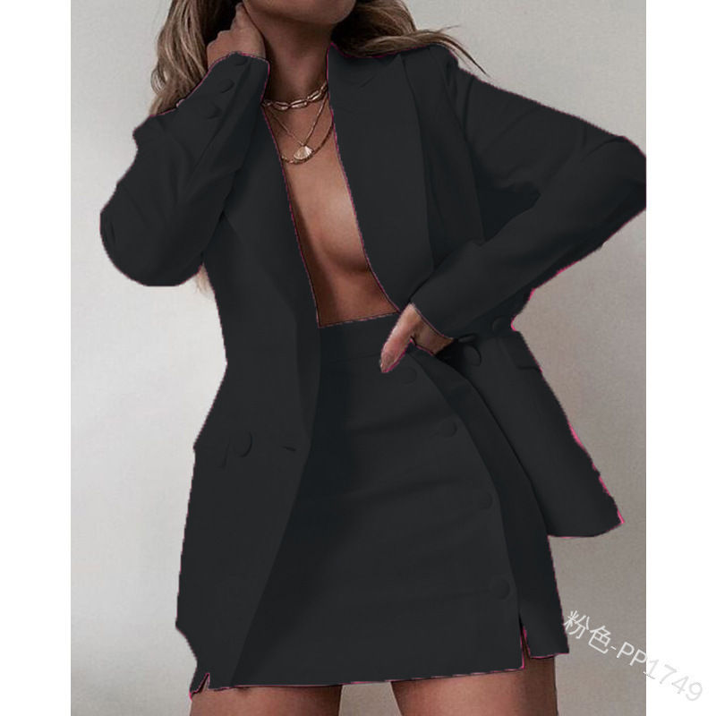 Miniature : Bureau élégant femmes Designers Blazers costumes décontractés et robe ensemble 2 pièces