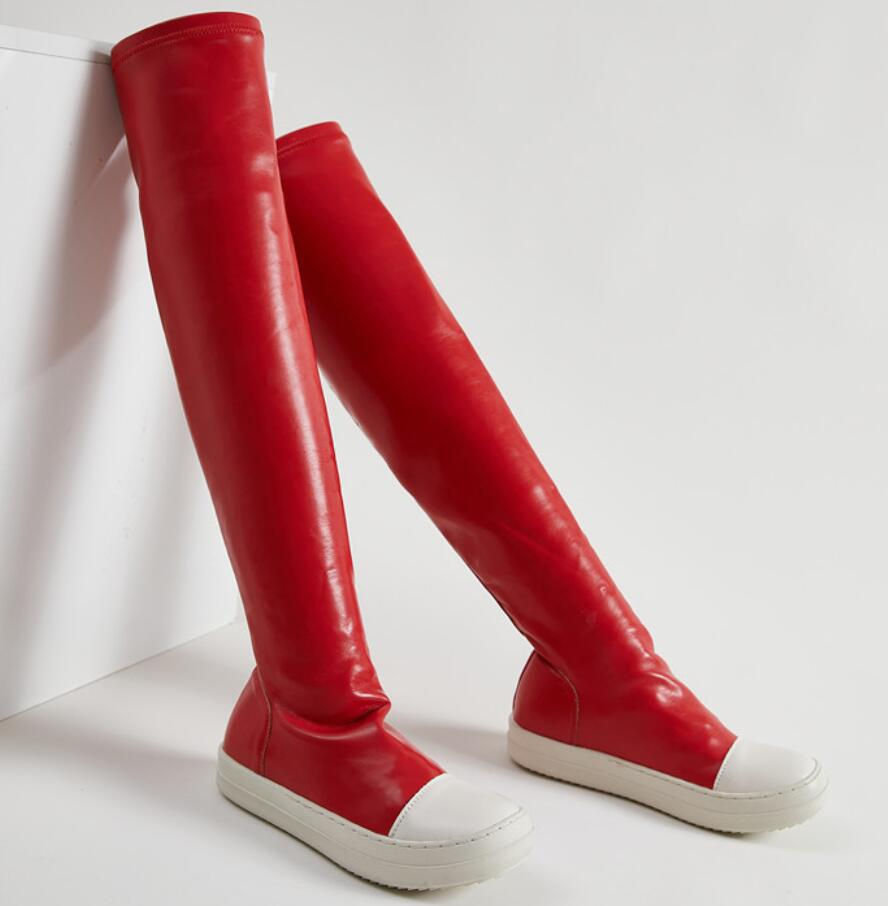 Thumbnail: Fashion Ladies Chunky High Heel Synthetic Leather Boots