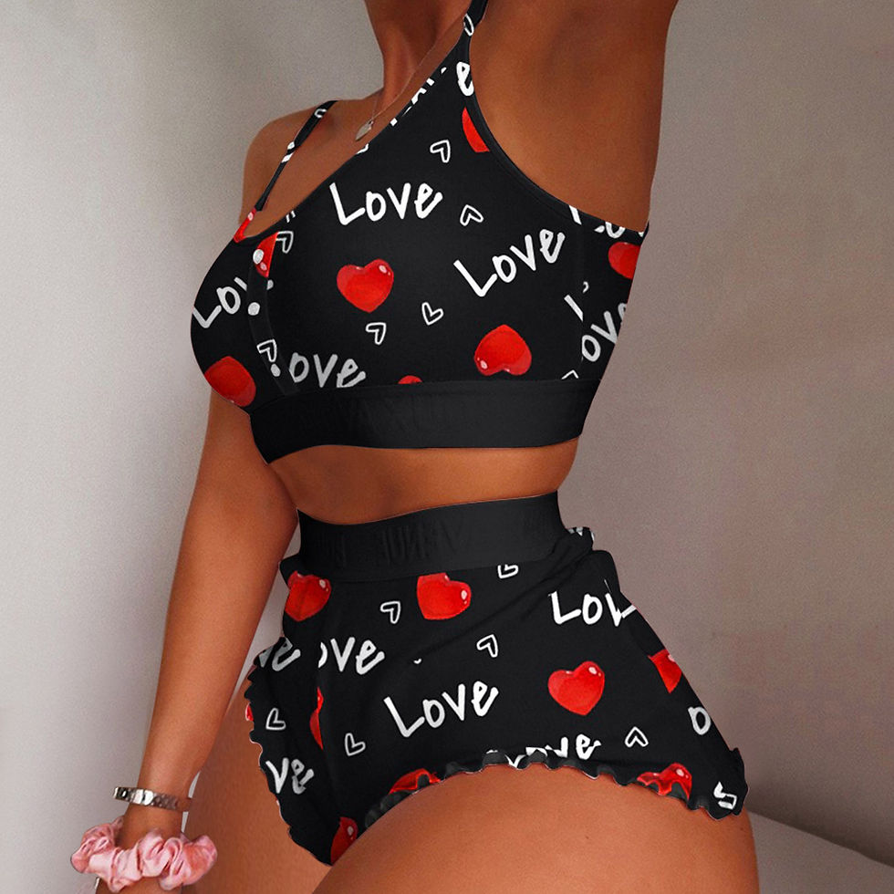 Thumbnail: Shorts and Crop Top  2 Piece Halloween Sleepwear Pajamas Set for Women