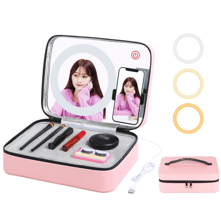 Thumbnail: Touch Adjustable  Makeup Mirror and Storage Box Bag With Phone Clamp