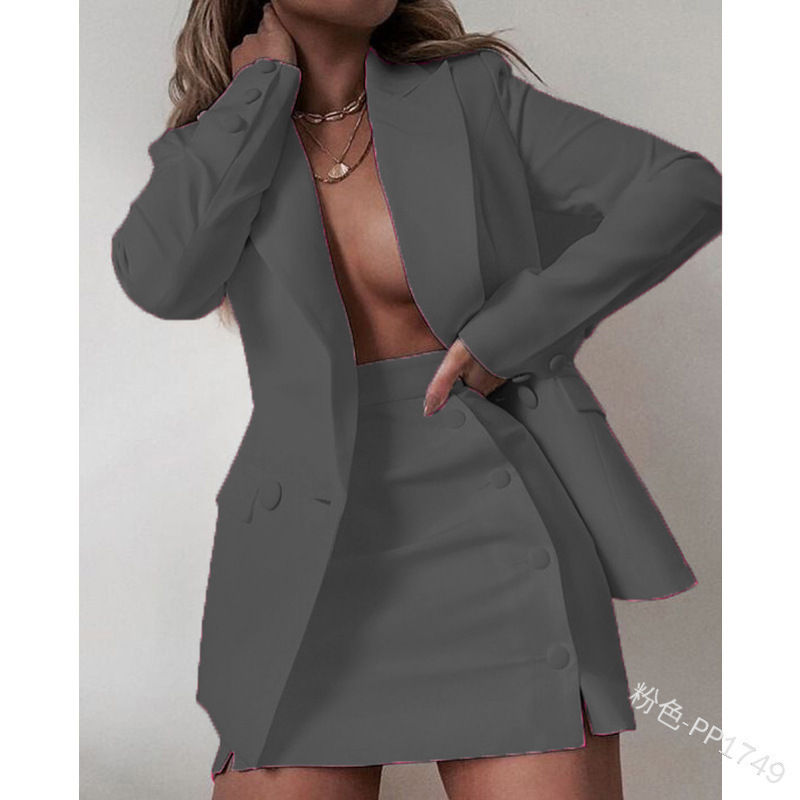 Miniature : Bureau élégant femmes Designers Blazers costumes décontractés et robe ensemble 2 pièces