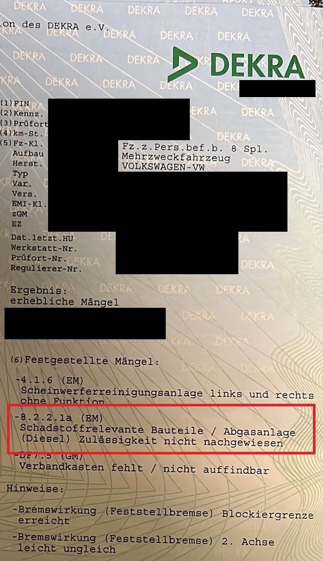 TÜV Bericht CVN falsch