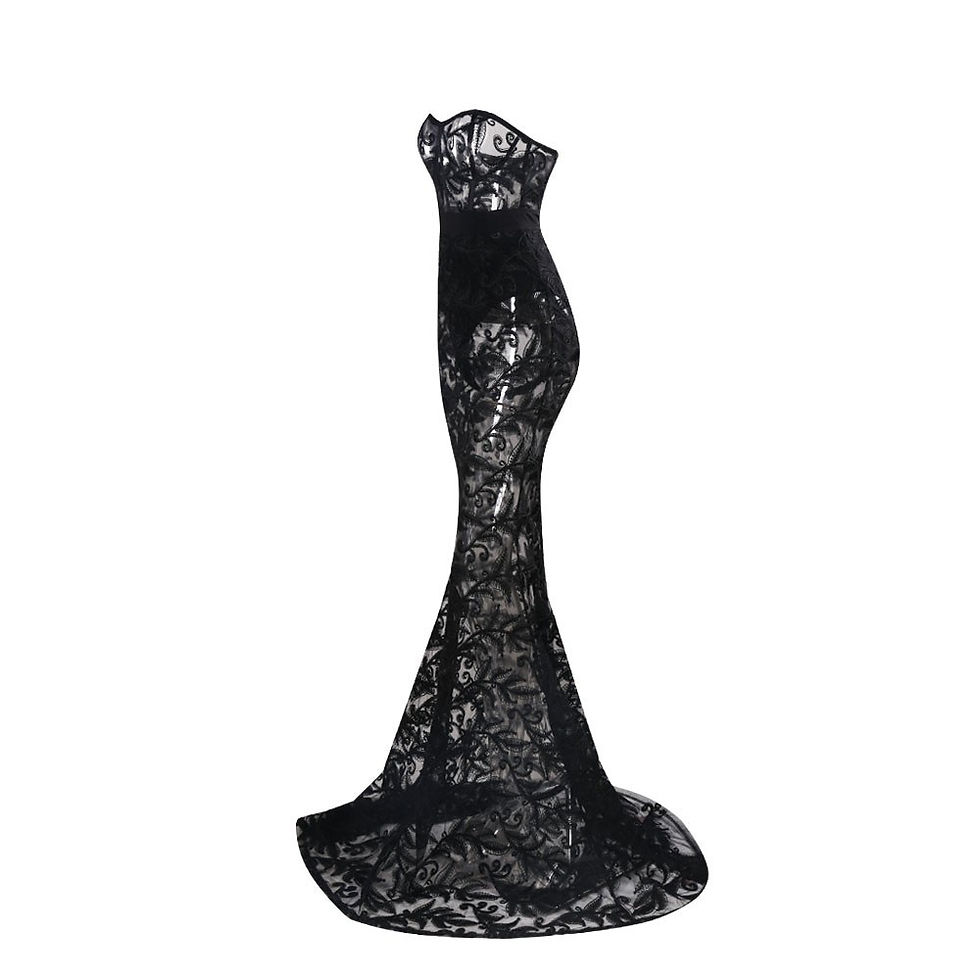 Thumbnail: Black Lace Evening Gown