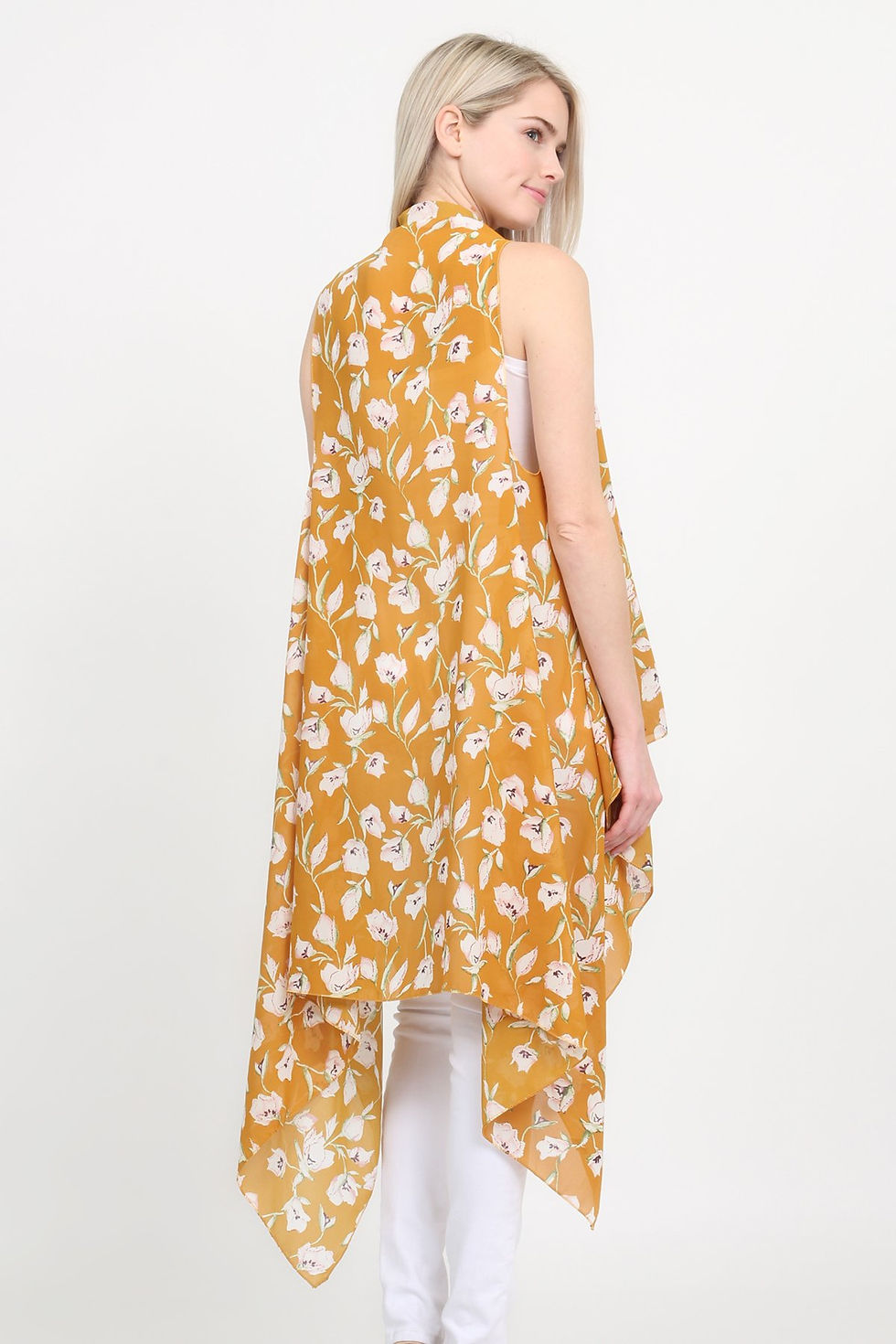 Thumbnail: Semi Sheer Floral Vest Cardigan