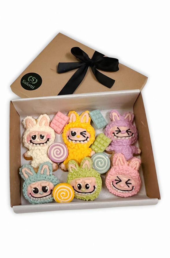 Galletas decoradas de Labubu, tabletas de chocolate y choco candies en colores sorpresa, edición especial para fans de Labubu