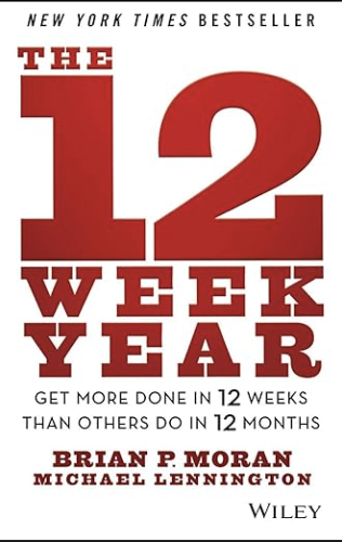 Cover of the self-improvement book "The 12 Week Year" with bold red title