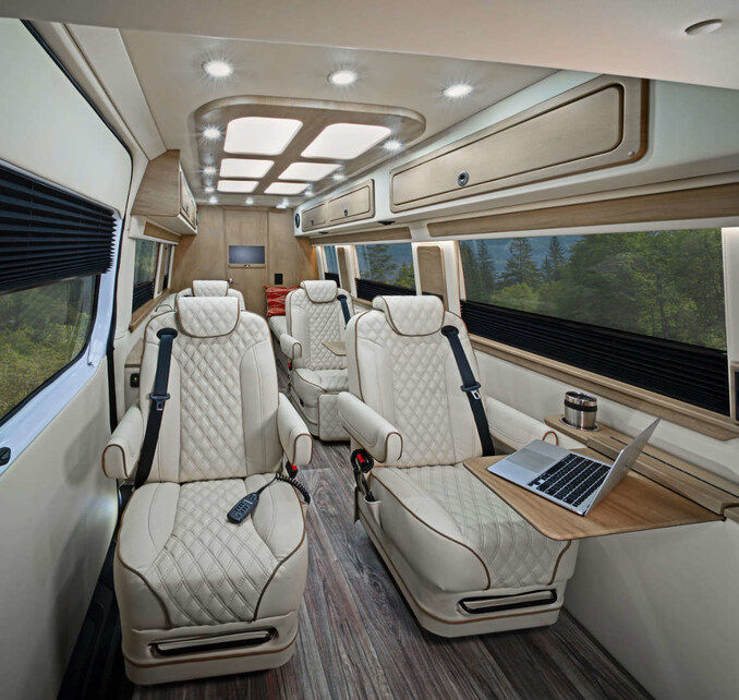 Luxury converted Mercedes Sprinter van interior