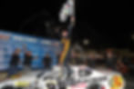 Connor Hall celebrates after winning the 2025 Thunder Road Harley-Davidson 200, his second in a row.