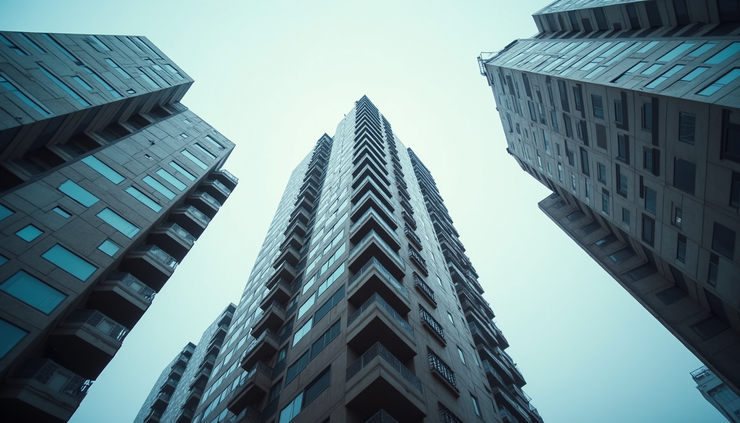 Eye-level view of a modern apartment building in Moscow