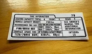Acura Integra LS Tyre Decal