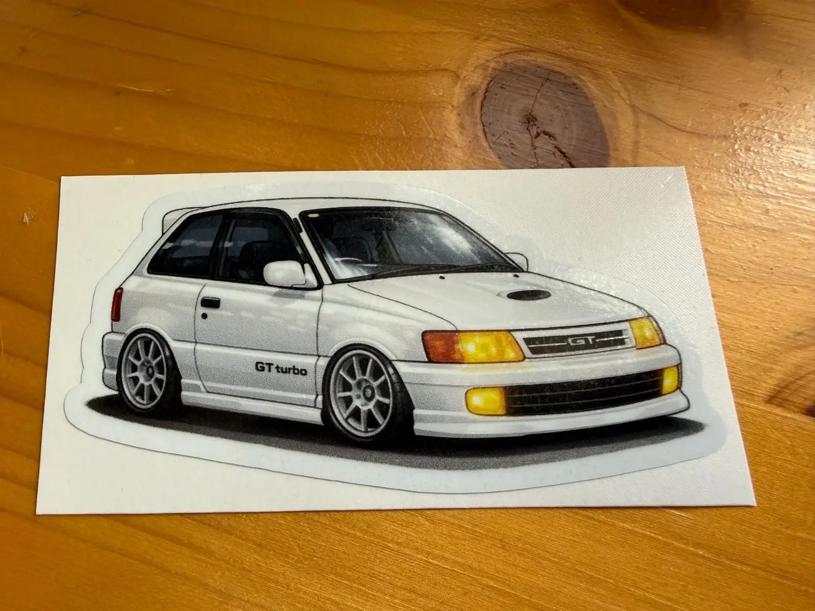 Toyota Starlet GT Turbo Cartoon Sticker.