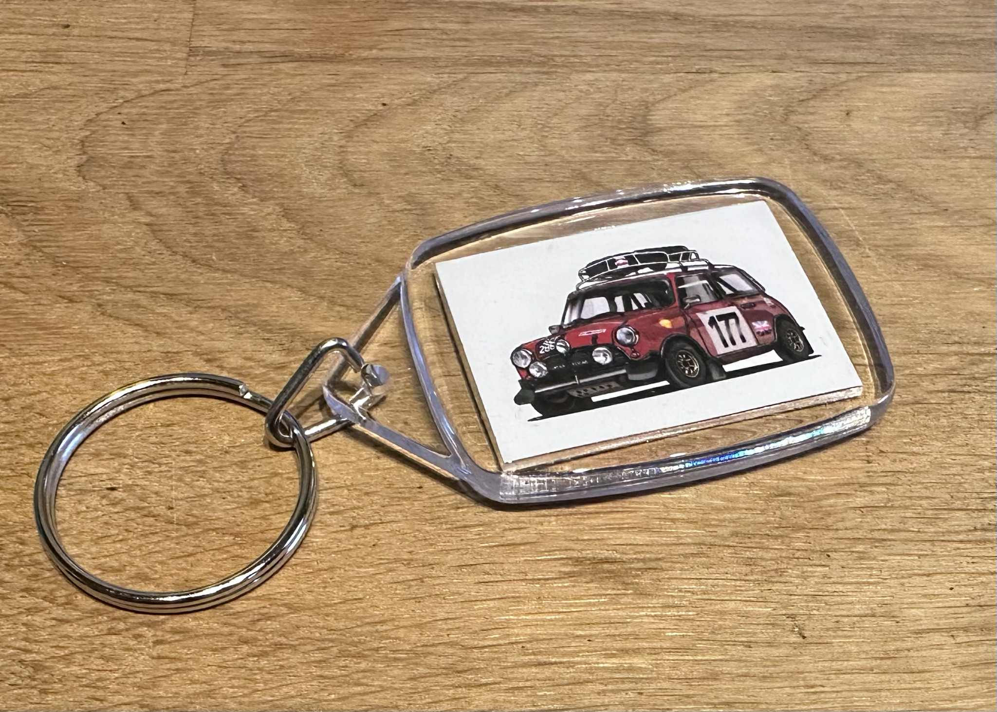 Mini Cooper S Rally Car Plastic Key Ring