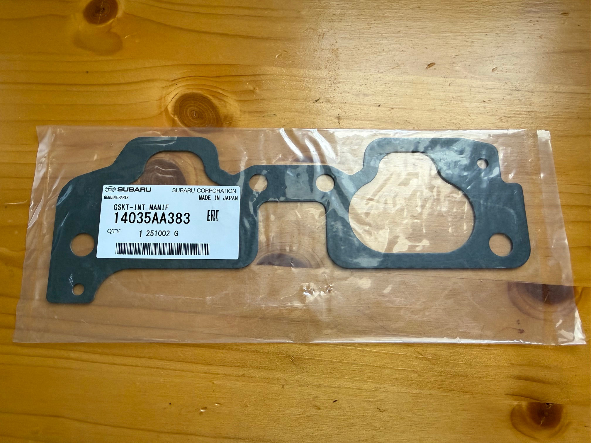 Genuine Subaru Gasket, Intake Manifold. 14035AA383