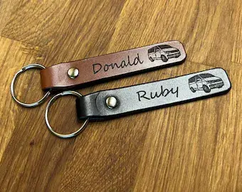 T5 Camper (personalised) Leather Key Ring
