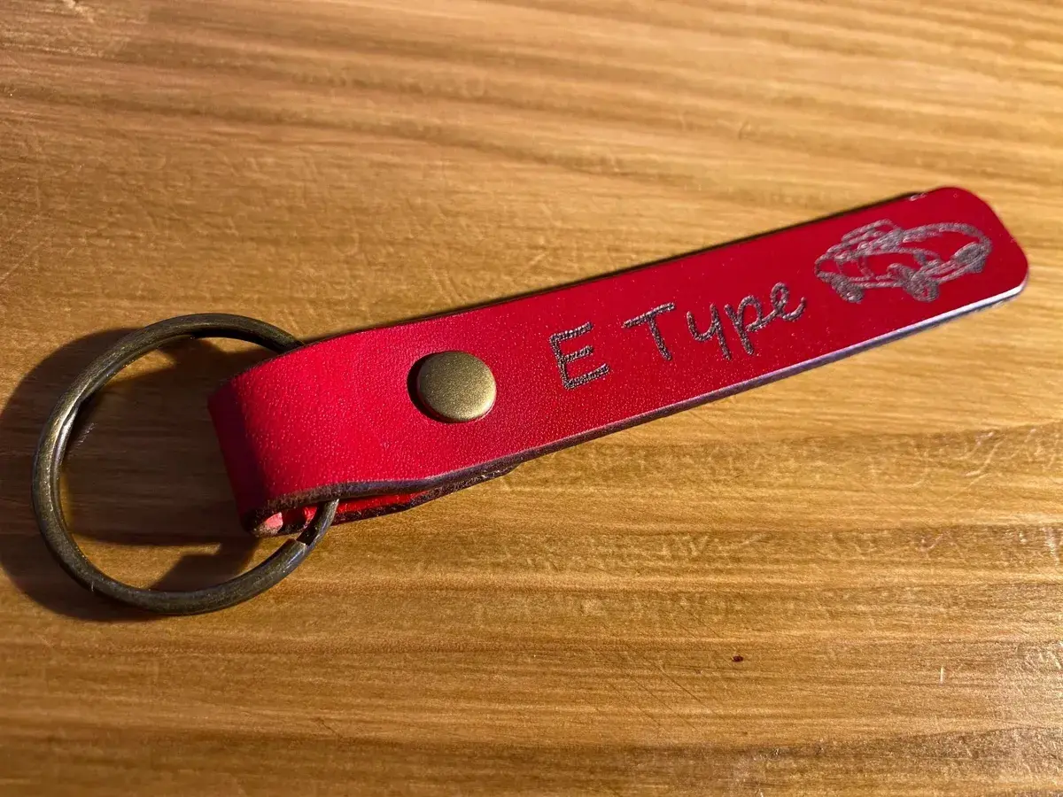 E Type Jaguar Picture Leather Key Ring