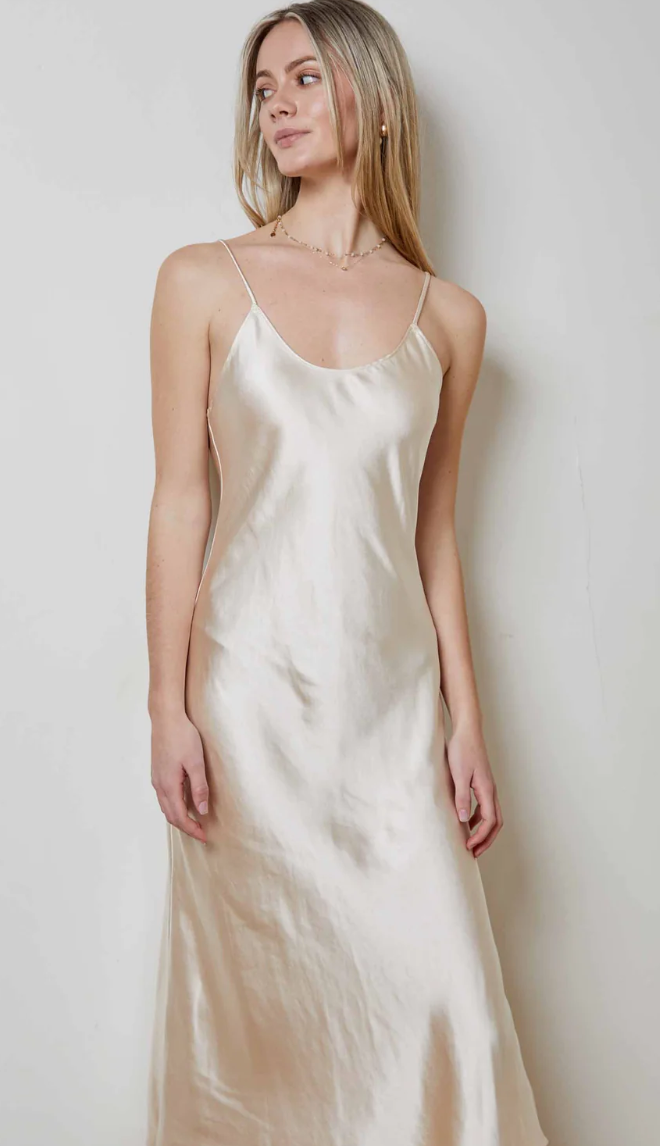 DHN: Satin Midi Length Slip Dress