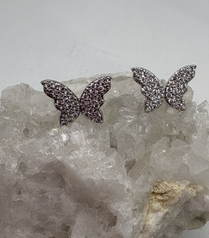 LOF:  Silver Butterfly Earrings