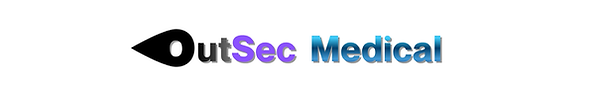 OutSec Medical logo with text, eye symbol. dictation workflow management for gps and uk outsourced medical transcription