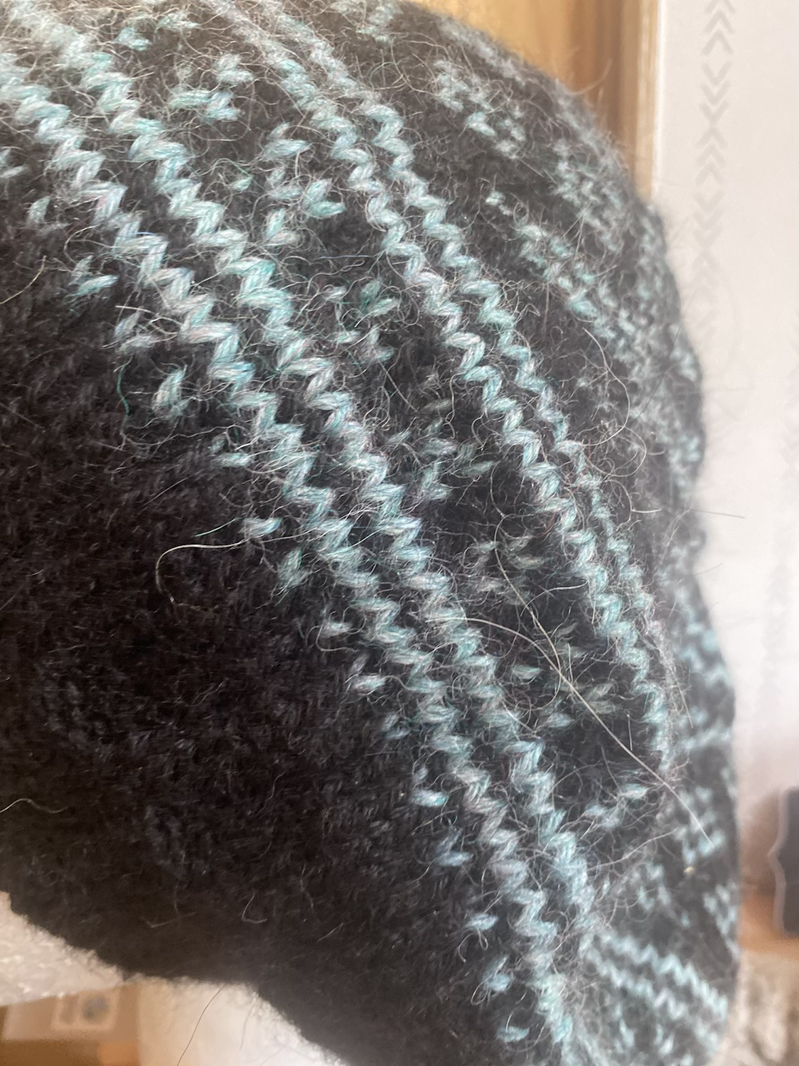 Alpaca Hat -Turquoise and Black 