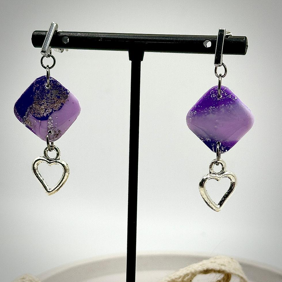 Thumbnail: Earrings Violet Square/Heart