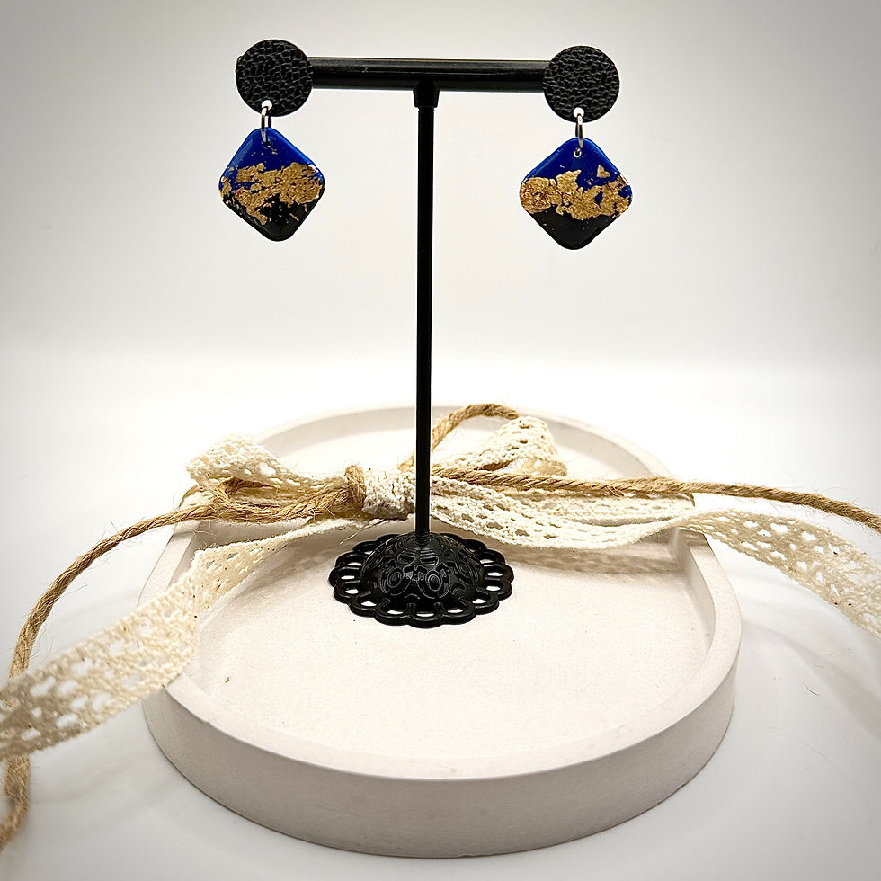 Thumbnail: Earrings Blue/Gold - Square 2