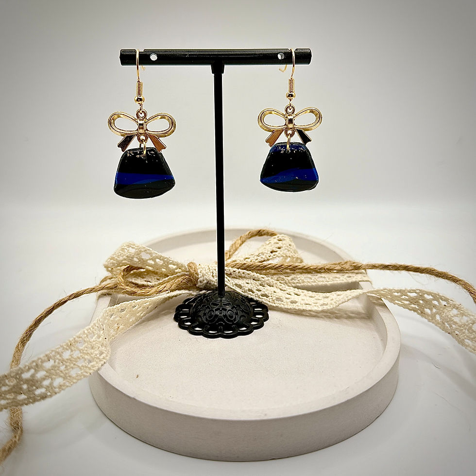 Thumbnail: Earrings Black/Blue -Bow
