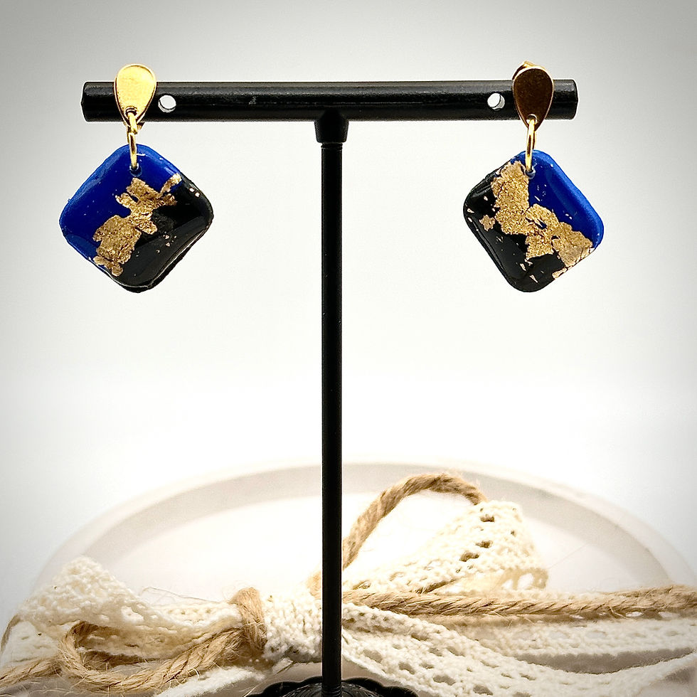 Thumbnail: Earrings Blue/Gold - Square
