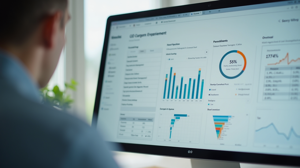 Close-up view of a computer screen showing donor engagement analytics dashboard