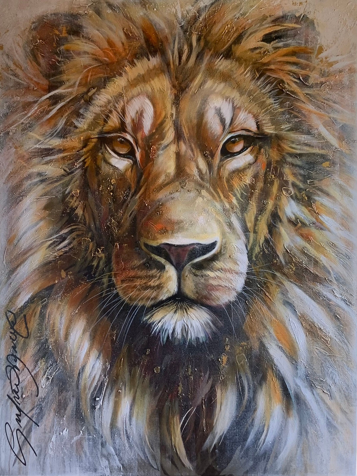 Peinture de lion ''Aurum''  Disponible