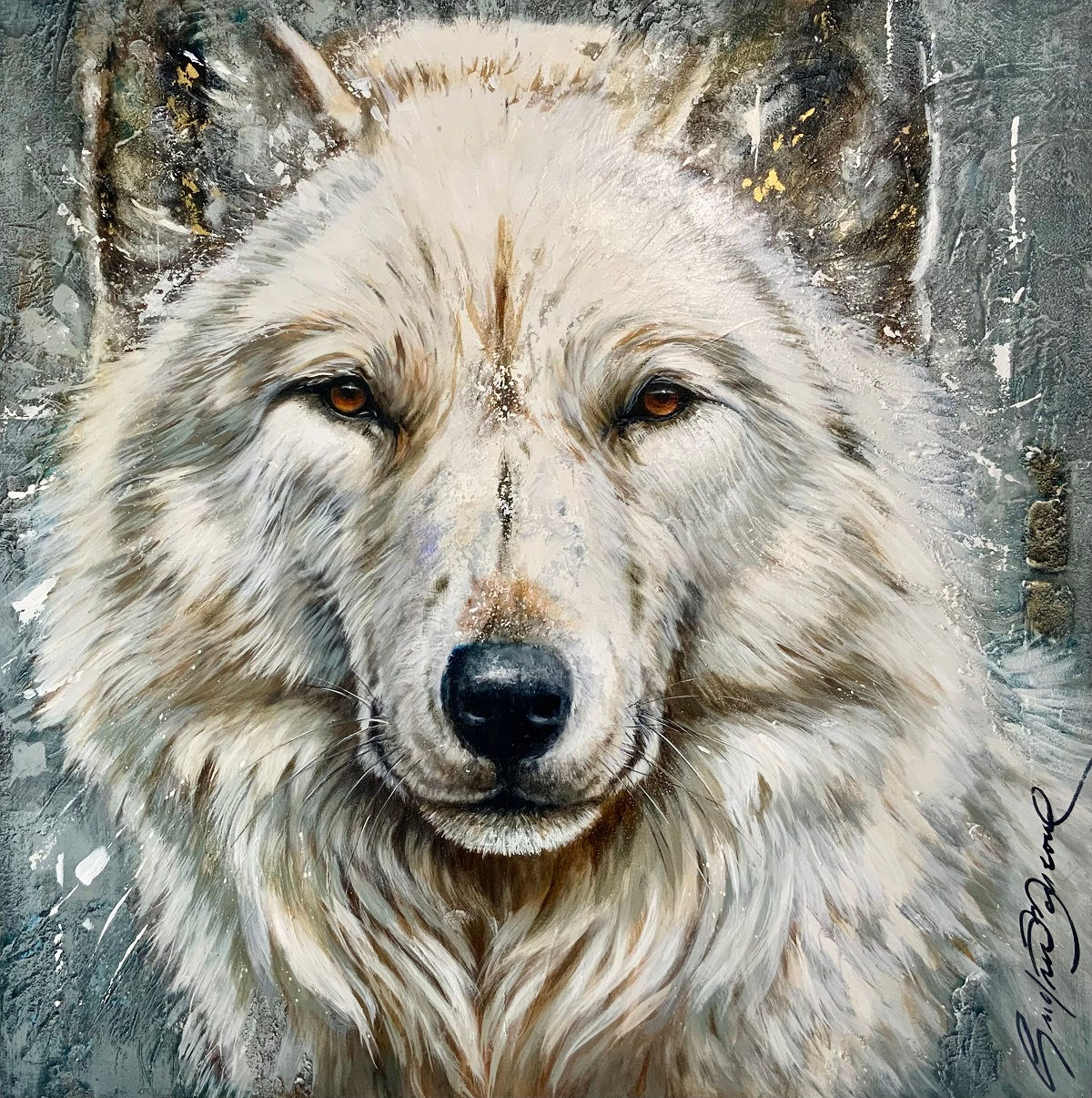 Peinture d'un loup blanc ''ARKTIKA''