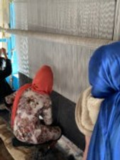 Rug weavers in Kabul, Afghanistan