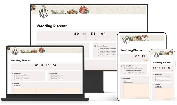 Wedding planner free notion templates