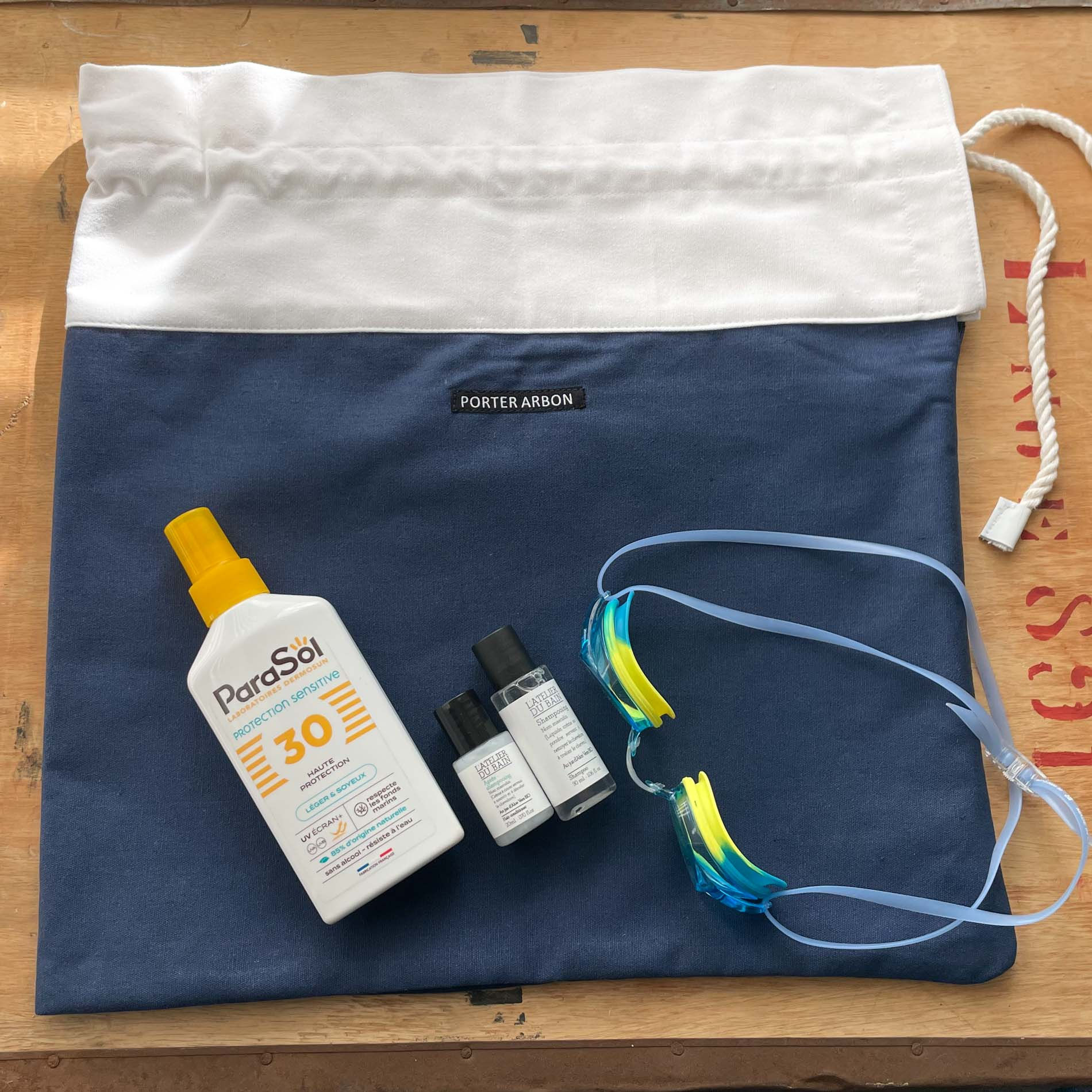 Swim Bag - Navy & White