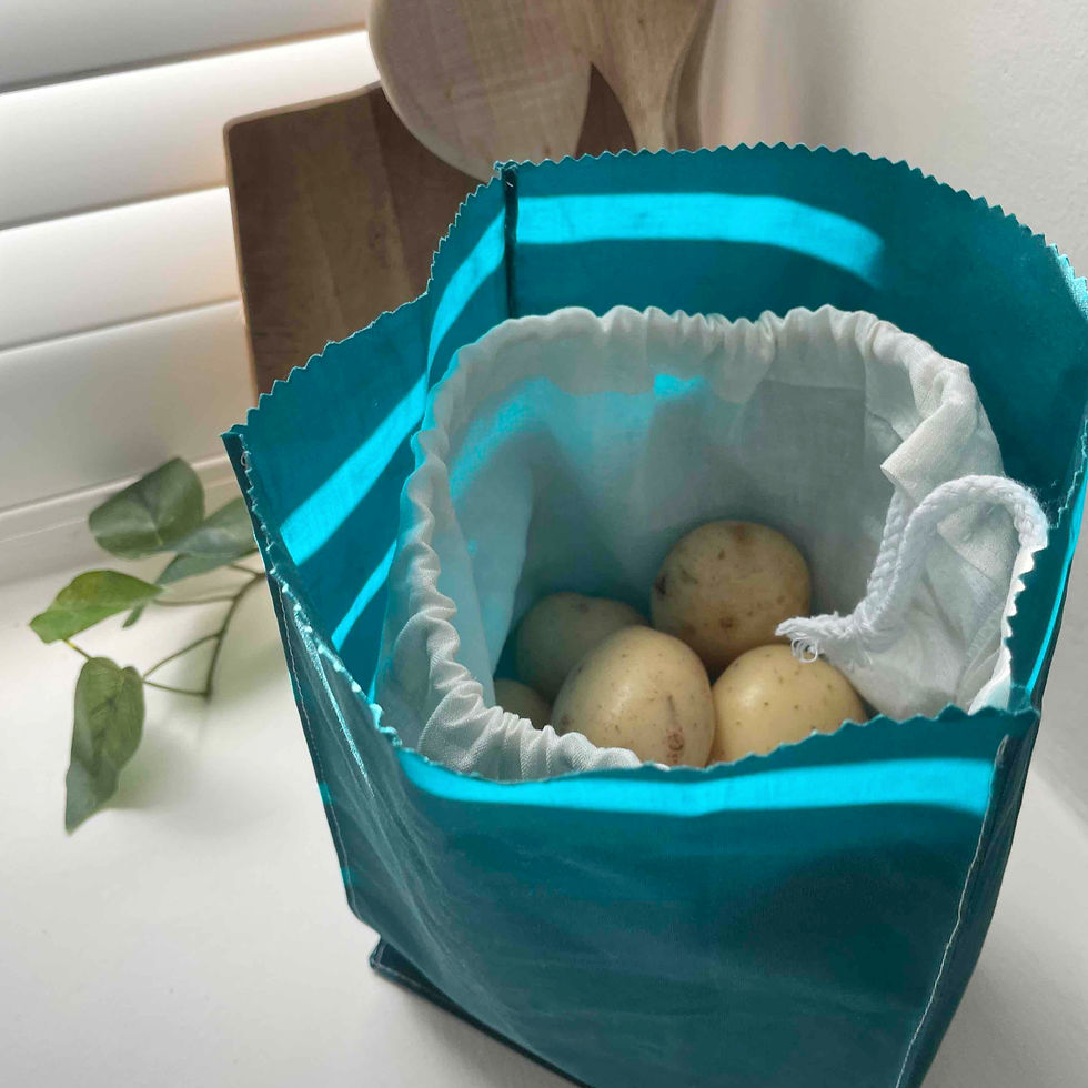 Thumbnail: WAXED COTTON POTATO SACK - TURQUOISE