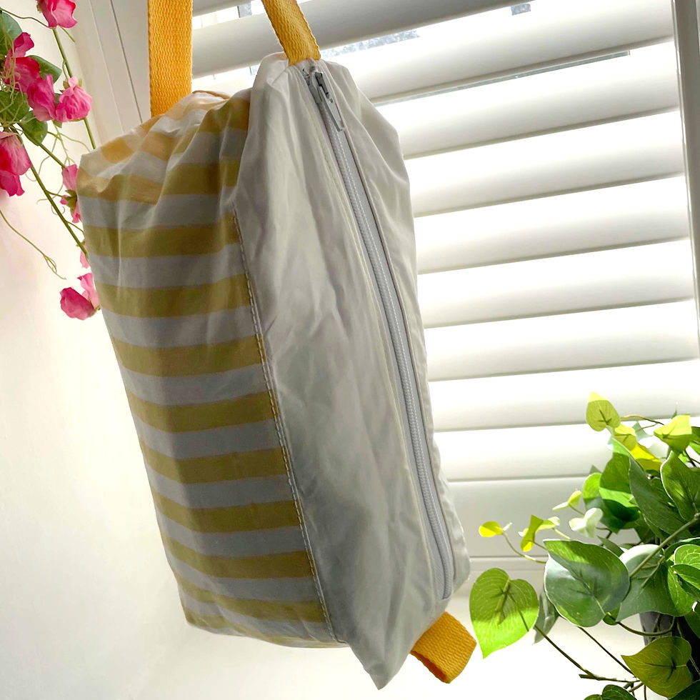 Thumbnail: Cotton Washbag - Yellow & White Stripe