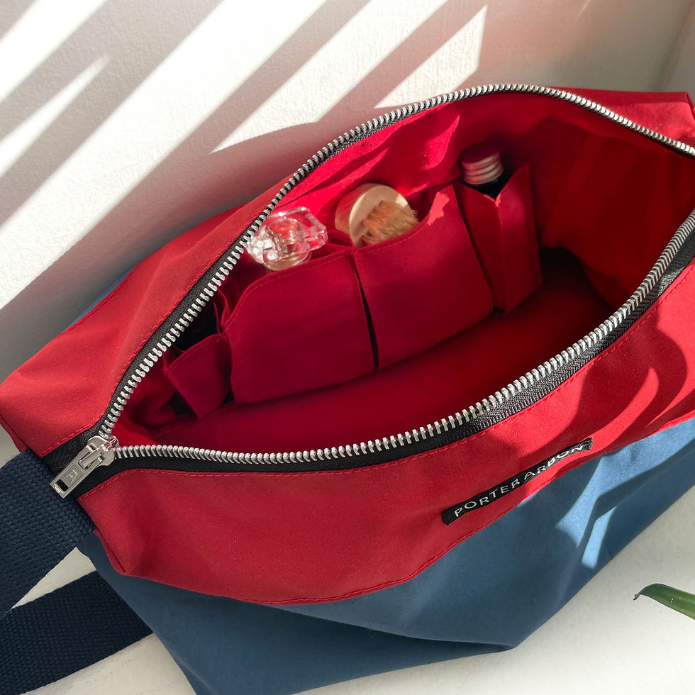 Thumbnail: Waxed Cotton Washbag - Blue & Red