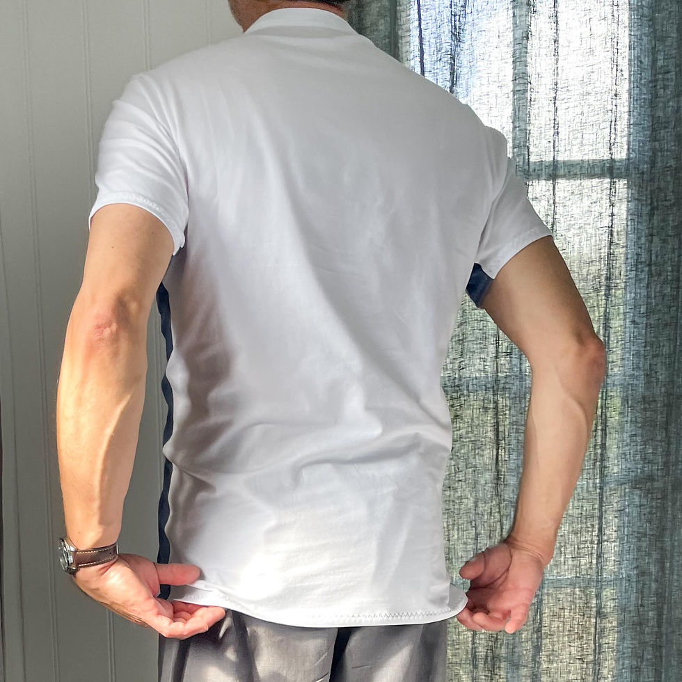 Thumbnail: Muscle-fit T shirt - White & Blue Stripe