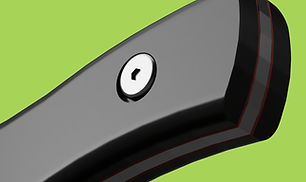 Axes to Ashes Kitchen Pizza Axe with black handles, red spacers, black base, green backgro