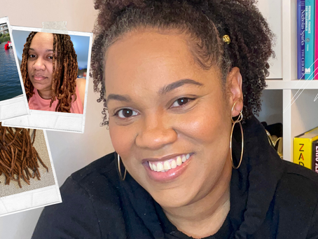 Janelle Powell with images of her locs
