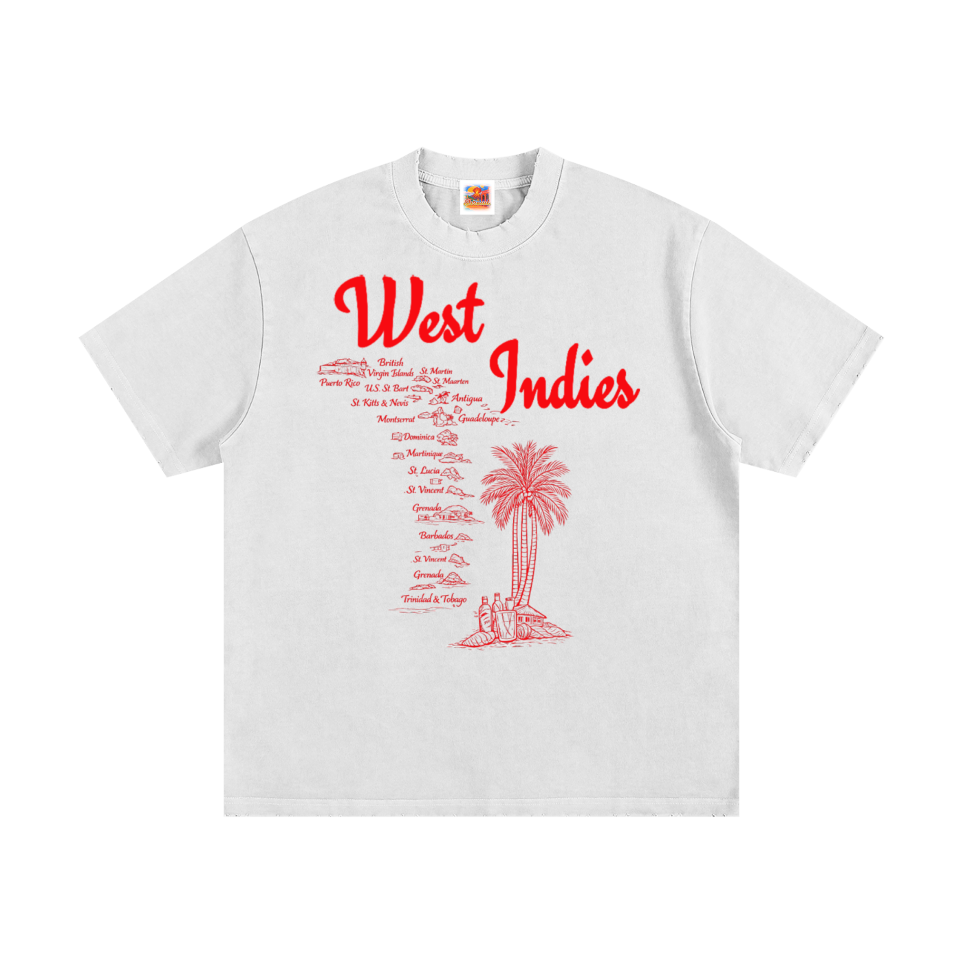 West Indies Roots Tee - Vintage Washed Frayed crew