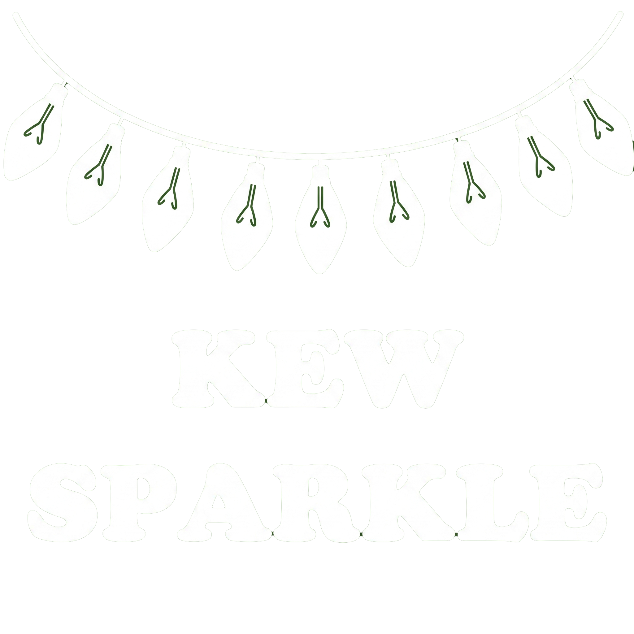Kew Sparkle logo with festive string lights.