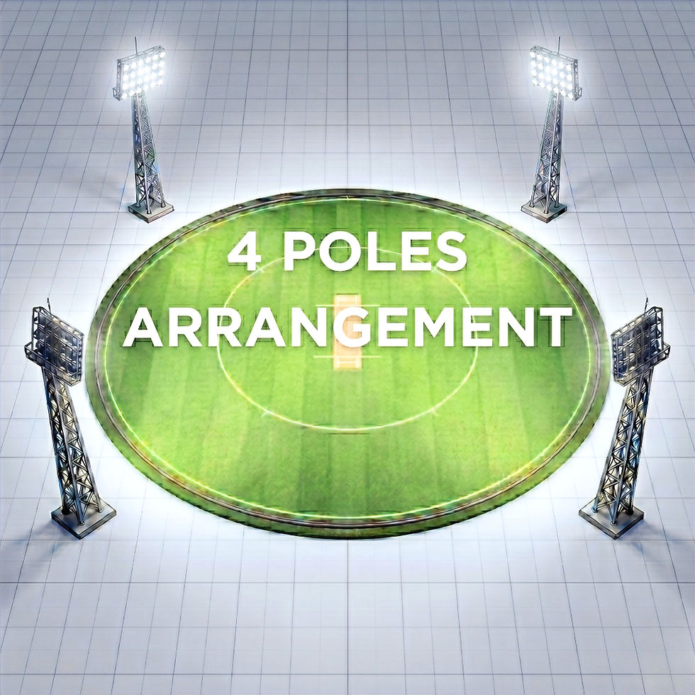 4 Poles Arrangement for Cricket Stadium Lighting