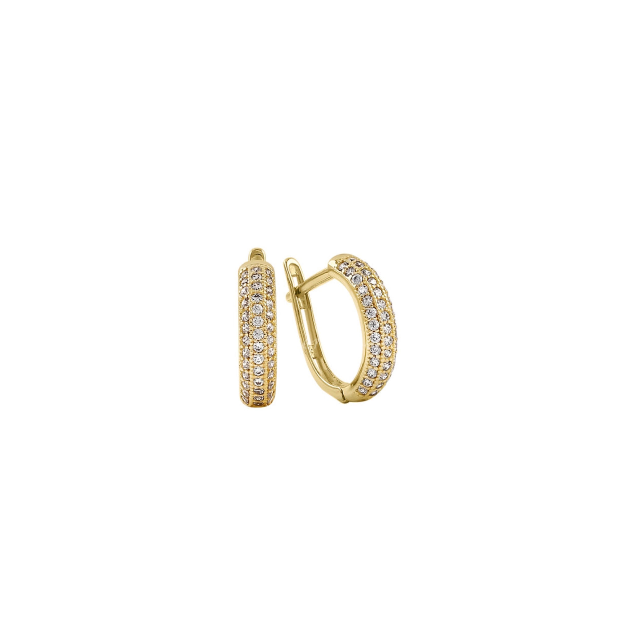 14k Triple CZ Hoop earrings