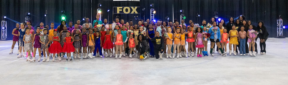 Large group of skaters at Dream Detroit Skating Club on ice. Detroit Ice Show